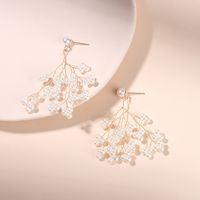 Fashion Gypsophila Pearl Earrings Korean Chic Bifurcated Earrings For Women Wholesale Nihaojewelry main image 3