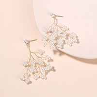 Fashion Gypsophila Pearl Earrings Korean Chic Bifurcated Earrings For Women Wholesale Nihaojewelry main image 4