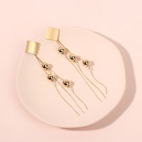 Fashion Long Metal Tassel Earrings New Fashion Lady Fashion Round Bead Earrings Wholesale Nihaojewelry main image 3