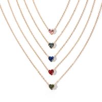 New Products Simple Alloy Chain Crystal Necklace Color Fashion Heart-shaped Zircon Clavicle Chain Wholesale Nihaojewelry main image 1