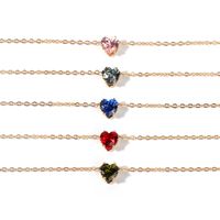 New Products Simple Alloy Chain Crystal Necklace Color Fashion Heart-shaped Zircon Clavicle Chain Wholesale Nihaojewelry main image 3