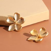 Fashion Three-dimensional Ear Accessories Golden Flower Earrings Matte Metal Fashion Petal Earrings Alloy Earrings Nihaojewelry main image 3