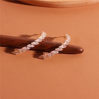 Korea Curved Fashion Rhinestone  Full Of Diamonds Zircon Earrings For Women Hot Sale Wholesale Nihaojewelry main image 4