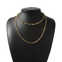 New Punk Style Simple Necklace Generous Metal Texture Double Thick Chain Necklace Wholesale Nihaojewelry sku image 1