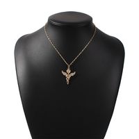 Fashion Retro Lock-shaped Starfish Multi-layer Necklace Embossed Wings Exquisite Key Necklace sku image 2