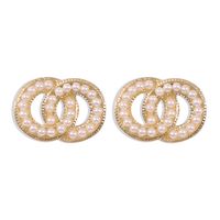Fashion Trend Double-wrapped Round Ring Pearl Earrings Fashion Small Circle Square Earrings For Women Nihaojewelry sku image 1