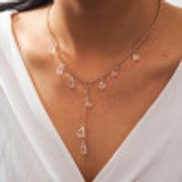 Außenhandel Neues Produkt Gold Fransen Kristall Halskette Diamant Mehrfach Geschnittener Zirkon Strass Halskette Süßes Mädchen sku image 1
