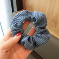Korean  Simple Striped Fabric Hair Scrunchies  Solid Color Diagonal Stripes Small Cute Ball Head Rubber Band Wholesale Nihaojewelry sku image 1