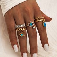 Fashion New Punk Street Style Demon Eye Diamond Dripping Oil Hollow 4-piece Ring Alloy Rings Wholesale Nihaojewelry sku image 1