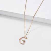 Fashion Brass Neck Accessories Natural Stone Zircon Furnace Vacuum Real Gold Color Preserving Electroplating Letter Necklace Nihaojewelry sku image 11