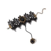 Gothic Palace Style Retro Gemstone Lace Bracelet With Ring Chain Bracelet For Women  Wholesale Nihaojewelry sku image 1