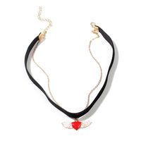 Double-layer Fashion Love Wings Chocker Necklace Heart-shaped Short Clavicle Chain Jewelry Wholesale Nihaojewelry sku image 1
