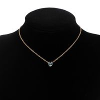 New Products Simple Alloy Chain Crystal Necklace Color Fashion Heart-shaped Zircon Clavicle Chain Wholesale Nihaojewelry sku image 1