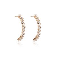 Korea Curved Fashion Rhinestone  Full Of Diamonds Zircon Earrings For Women Hot Sale Wholesale Nihaojewelry sku image 1