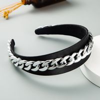 New  Fabric Headband Metal Chain Decoration Super Wide Side Simple Fashion Headband Wholesale Nihaojewelry main image 3