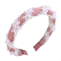 Coréen Perle Enroulement Dentelle Bandeau Tissu Perle Bandeau Pure Couleur Tissu Cranté Bandeau Gros Nihaojewelry main image 3