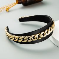 New  Fabric Headband Metal Chain Decoration Super Wide Side Simple Fashion Headband Wholesale Nihaojewelry sku image 1