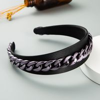 New  Fabric Headband Metal Chain Decoration Super Wide Side Simple Fashion Headband Wholesale Nihaojewelry sku image 2