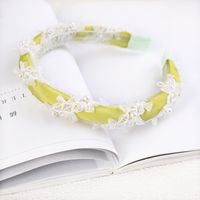 Korean Pearl Winding Lace Headband Cloth Pearl Headband Pure Color Cloth Toothed Headband Wholesale Nihaojewelry sku image 5