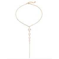 New Artificial Pearl Tassel Necklace Creative Retro Simple Pearl Pendant Clavicle Chain Wholesale Nihaojewelry main image 3