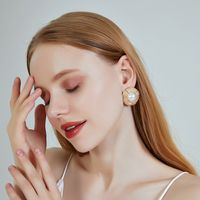 New Earrings S925 Silver Needle Geometric Round Baroque Pearl Earrings For Women main image 6