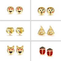 Alliage Huile Dégoulinant Mode Sourire Emoji Chiens Coccinelles Boucles D&#39;oreilles Nihaojewelry main image 1