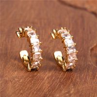 Vente Chaude Nouvelle Mode En Forme De C Non Percé Avec Des Boucles D&#39;oreilles En Cuivre Incrustées De Zircon Nihaojewelry main image 4