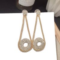 Nouvelle Mode Coréenne Pleine Tendance Diamant Cercle Sauvage Boucles D&#39;oreilles En Alliage Classique Pour Les Femmes Nihaojewelry main image 3