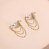 Simple Long Pearl Retro Tassel Golden Earrings For Women Nihaojewelry main image 1