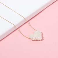 Korean Simple  Pearl  Love Heart Pendant Clavicle Chain Wholesale Nihaojewelry main image 5