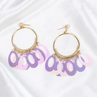 Fashion Hot Selling Geometric Oval Gradient Fish Scale Earrings For Women Nihaojewelry main image 5
