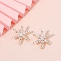 Fairy Fashion Snowflake Girls Alloy Pearl Earrings Nihaojewelry main image 1