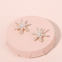 Fairy Fashion Snowflake Girls Alloy Pearl Earrings Nihaojewelry main image 3