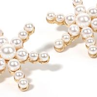 Fairy Fashion Snowflake Girls Alloy Pearl Earrings Nihaojewelry main image 4
