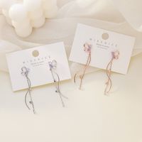 925 Aguja De Plata Coreana Micro-incrustaciones De Circonita Mariposa Borla Pendientes Largos En Forma De S Para Las Mujeres main image 1