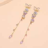 Lavender Butterfly Long Tassel Korean Fashion New Exquisite Earrings For Women Nihaojewelry main image 3