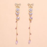 Lavender Butterfly Long Tassel Korean Fashion New Exquisite Earrings For Women Nihaojewelry main image 4