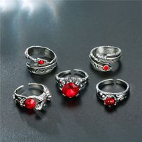 European Cross-border Hot Selling Ornament Vintage Gothic Men's Ring Personality Ruby Arrow Faucet Ring main image 2