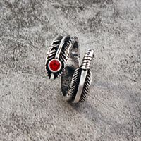 European Cross-border Hot Selling Ornament Vintage Gothic Men's Ring Personality Ruby Arrow Faucet Ring main image 4