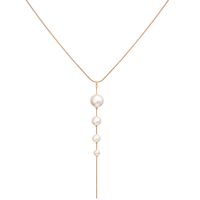 New Artificial Pearl Tassel Necklace Creative Retro Simple Pearl Pendant Clavicle Chain Wholesale Nihaojewelry sku image 1