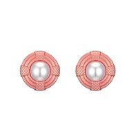 New Earrings S925 Silver Needle Geometric Round Baroque Pearl Earrings For Women sku image 1