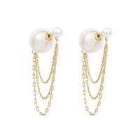 Simple Long Pearl Retro Tassel Golden Earrings For Women Nihaojewelry sku image 1