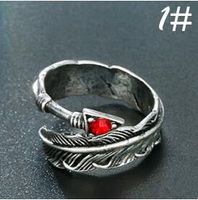 European Cross-border Hot Selling Ornament Vintage Gothic Men's Ring Personality Ruby Arrow Faucet Ring sku image 1