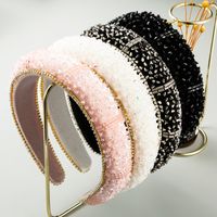 Fashion New Baroque Style Crystal Sponge Velvet Broad-brimmed Headband Wholesale Nihaojewelry main image 1