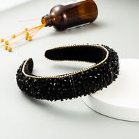Fashion New Baroque Style Crystal Sponge Velvet Broad-brimmed Headband Wholesale Nihaojewelry sku image 1