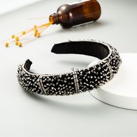 Fashion New Baroque Style Crystal Sponge Velvet Broad-brimmed Headband Wholesale Nihaojewelry sku image 2