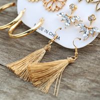 Hot Sale Style Inlaid Rhinestone Tassel Earring Set 6 Pairs Of Creative Retro Earrings Wholesale Nihaojewelry main image 4