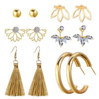 Hot Sale Style Inlaid Rhinestone Tassel Earring Set 6 Pairs Of Creative Retro Earrings Wholesale Nihaojewelry main image 6