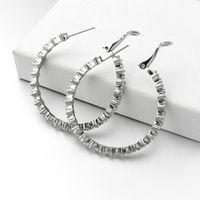 New Big Round  925 Silver Needle Inlaid Zircon Circle Simple Fashion Earrings Wholesale Nihaojewelry main image 2