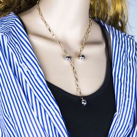 Fashion Metal Simple Double Ball Beads Necklace Wholesale Nihaojewelry sku image 1